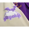 Mens Jackets Love Embroidery Contrast Stitching Baseball Uniform Color Matching Varsity Jacket Street Trend Autumn Loose Purple 230810