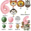 Dekoration Wild Pink Animal Themed Disponertable Table Seary With Animal Balloon Tower för Girl's Jungle Forest Birthday Decorations