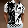 Men's Polos 2023 Series de dessins animés du personnage imprimé numérique Summer Young Zipper Polo