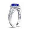 Cluster Rings 14KT/585 White Gold 1.34ct Tanzanite 0.7 Ct Diamond Engagement Gemstone Ring Jewelry