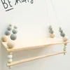 Decorative Objects Figurines Nordic Wooden Wall Shelf With Clothes Rack Children Room Craft Storage Rack Rope Wall Hanging Living Room Decoration 230810