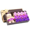 Fleurs décoratives 12pcs Soap artificiel Rose Bear Box cadeau Valentin Romantic Wedding Party For Girlfriend Wife Mother présente