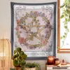 Tapissries Pentakel Tapestry Wall Hanging Witchy Forestcore Flower Occult Symbol Living Room Dorm Home Decor R230812