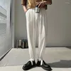 Herrbyxor elastiska casual män mode överdimensionerade breda ben streetwear koreanska lösa harun herrar svarta grå vita byxor