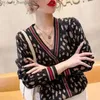 Women's Sweaters Korean retro loose knit cardigan jacket Spring and Autumn V-neck long sleeved fashionable leopard women's casual jersey 2022 Z230811