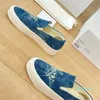 Casual Women Designer Sneakers Lofer Fashion Tjock Bottom denim blå duk tvättade broderade brev