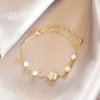 Charm Bracelets 2023 Elegant Design White Camellia Pearl Gold Color Bracelet Fashion Jewelry For Womens Exquisite Accessories Party Girl
