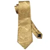 Neck Ties Gold Men Tie Paisley Silk Tie Pocket Square Gift Box Set Barry.Wang Luxury Designer Neck Tie For Men Male Gravat Wedding BB-5150 230811