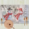 Kardan Adam Yemek Masası için Noel Placemats Yeni Yıl Mevsim Yılı Kış Xmas Tatil Rustik Vintage Yıkanabilir Masa Paspasıları