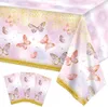 Table Cloth Butterfly Tablecloths Banquet Party Plastic Disposable Tablecovers For Girls Baby Shower Wedding Birthday Decorations Supplies