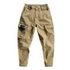 Men's Pants Casual Cargo Slim Fit Comfortable Solid Color Mid-Waist Male Sweatpants Skin-Touch Men For Camping