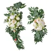 Decorative Flowers Farmhouse Artificial Wedding Arch Greenery Handmade Hanging Floral Swags For Living Room Ceremony Wall Decoration