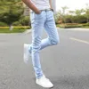 Męskie dżinsy mężczyźni rozciągają chudą męską markę marki super elastyczne proste spodnie Slim Fit Fashion Sky Blue 230811