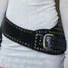 Bälten Weekeep Punk Style Asymmetric Belt Rivet Stitched Leather for Women Gothic Streetwear Pu Waistband Harajuku Aesth Y2B2