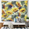 Tapissries Flower Sunflower Tapestry Wall Hanging Bedroom Decorative Cloth Tyger Stora Hippie Home Room Decor Filt Decoration R230810