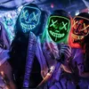 Halloweenowa maska ​​mieszana maska ​​LED Maska Masque Maski Maski Neon Maske Light Glow In The Dark Horror Mask Glosing Masker HKD230810