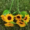 Fleurs décoratives 5 PCS Fleur artificielle Salle de tournesol décor de salle de fête 3 tailles Bouquet de mariée de mariage Home Decoration Decoration Ornements