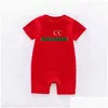 Rompers 2023 Yaz Toddler Bebek Bebek Erkek Tasarımcılar Giysileri Yenidoğan Kısa Kollu Pamuk Pijamaları 0-18 Ay Çocuk Kız Tulumları Drop Dhwuv