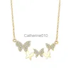 Pendant Necklaces Korean Light Luxury Zircon Butterfly Pendant Necklace for Women's Fashion Cool Style Individualized Temperament and Collar Chain J230811