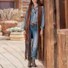 Damenwesten Western Fransen Weste Stylish ärmellose Rand 70er Jahre Hippie -Strickjacke mit für Cowboy