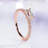 Cluster Rings 1 Emerald Cut Moissanite Rose Gold Ring With Certificate 925 Sterling Silver Plated Fine Jewelry For Women