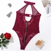 Sexy Set Bodysuit Lace Overalls for Women Fitness Body Deep v Lingerie Halter Tops Summer Sexy Mesh 230808