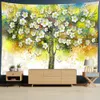 Tapisseries argent arbre mur mur suspendu boho nature plante psychédélique sorcellerie fond de dort