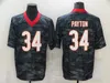 Mans Vintage Football 34 Walter Payton Jerseyレトロシャドウスモークオリーブの敬礼