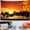 Wandteppiche Tropical Sandy Beach Landschaft Sonnenuntergang Landschaft Wandteppich Wandhänge Hippie Art Room Home Decor R230816