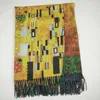 Sarven Luxury Women Женские зимние бренд -дизайнер Klimtvan Gogh масляная живопись кашемирные шарф шарфы Folarard Bandana wraps scarfs