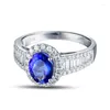 Cluster Rings 14KT/585 White Gold 1.34ct Tanzanite 0.7 Ct Diamond Engagement Gemstone Ring Jewelry