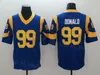 남성 축구 99 Aaron Donald Jersey 9 Matthew Stafford 팀 보라색 흰색 베이지 그레이 그레이 그린 블랙 스티치 인사