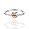 Pierścienie klastra ckk kopure golden heart pierścionka kobiety anel feminino 925 biżuteria srebrne srebrne anullos mujer ślubne zaręczyny
