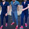 Erkekler Kot Kot Tulum Erkek Tulumları Romper Fashion Street Giyim Tek Parça İnce Fit Kısa Kollu Oyunlar Joggers Erkek 260a