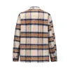 Mens Jackets High Street Retro Pockets Color Block Checkered Lapel Wool Autumn and Winter Thick Casual Windbreaker Loose Coat 230810