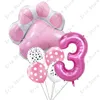 Décoration Animal Let's Dog Cat Paw Ballon En Aluminium 32 pouces Rose Noir Année Anniversaire Décor Ballon Bébé Douche