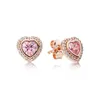 2023 Ny 925 Silver Stream Earrings LR Plate Fashion Simple Earrings Female Pink Rose Gold Earrings Full Diamond Pink Earrings Pandora smycken Gratis leverans