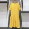 カジュアルドレス2023夏のファッション女性シンプルなマーセル化綿シルクラウンドネックソリッドルーズミディドレス