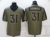 Mens Football 2 Pat Surtain II Jersey 3 Russell Wilson 30 Terrell Davis 7 John Elway Army Green Salute To Service Navy Blue White Orange Grey Turn Back The Clock Sewing