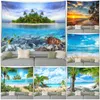 Tapisserier Anpassningsbara ö landskap tapestry strandpalmer duk vågor hawaii ocean landskap hem vardagsrum sovsal