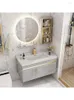 Badrumsvaskar kranar grå skåp tvättbassäng kombination keramisk integrerad tvättstand