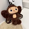 Ryggsäckar cheburashka plysch ryggsäck mjuk docka axelväska cheburashka apa plysch leksak söt anime crossbody väska för barn gåva 230811