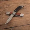 Nowy nóż składanego R3812 440C Satin Blade Drewno z uchwytem ze stali nierdzewnej na zewnątrz noża kieszonkowym EDC z pudełkiem detalicznym