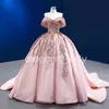 Rose Pink Off Intramer Princess Quinceanera Sukienki Gillter Sequinus Applique Corset Prom Sweet 15 Meksykański strój