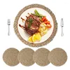 Table Runner 4Pcs Cattail Straw Round Woven Placemats For Dining Rattan Mats Natural Mat Braided Weave Handmad