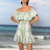 Basic Casual Dresses Boho Inspired EMBROIDERY mini dres off shoulder ruffled neckline summer dress sexy cotton eyelet party dress Y2K dress 230811