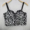 Bustiers Corsets Women Sexy Leopard Print Velvet Short Bustier Tops снаружи в рукаве с высокой талией Camis Q837