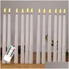 Candles 12Pcs Yellow Flickering Remote Led Plastic Flameless Taper Bougie For Dinner Party Decoration Drop Delivery Home Garden Dhobu