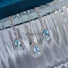 Pendant Necklaces Shallow Sea Blue Colorful Treasure Set Ear Studs Necklace Women's Inns Light Luxury Advanced Simple Elegant Small Design Jewelry J230811