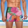 Men's Swimwear Colorful Big Flower Swimming Trunks Romantic Pink Roses Print Pool Swim Boxers Plus Size Stay-in-Shape Man